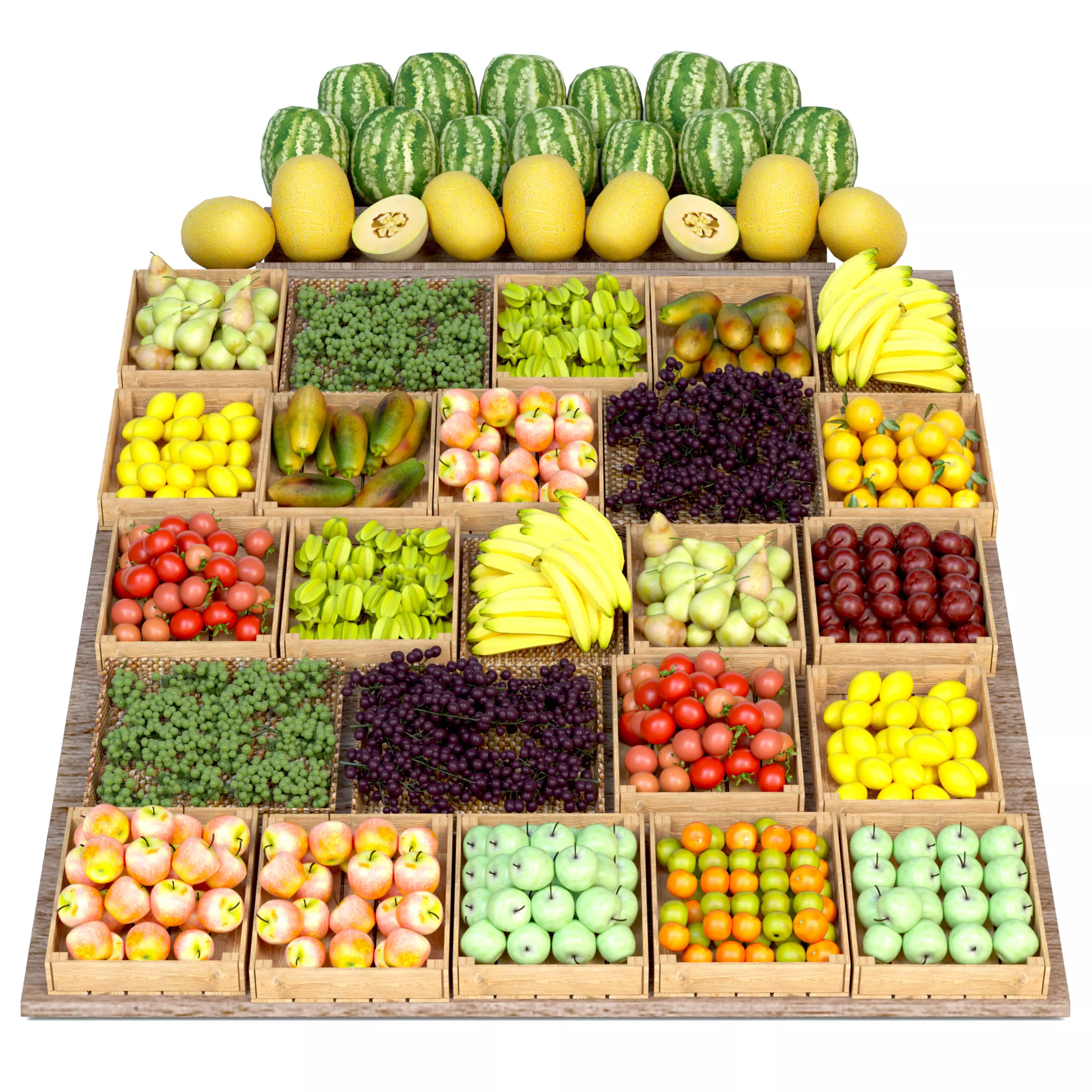 Shelf with fruits and vegetables 3 3D model_0
