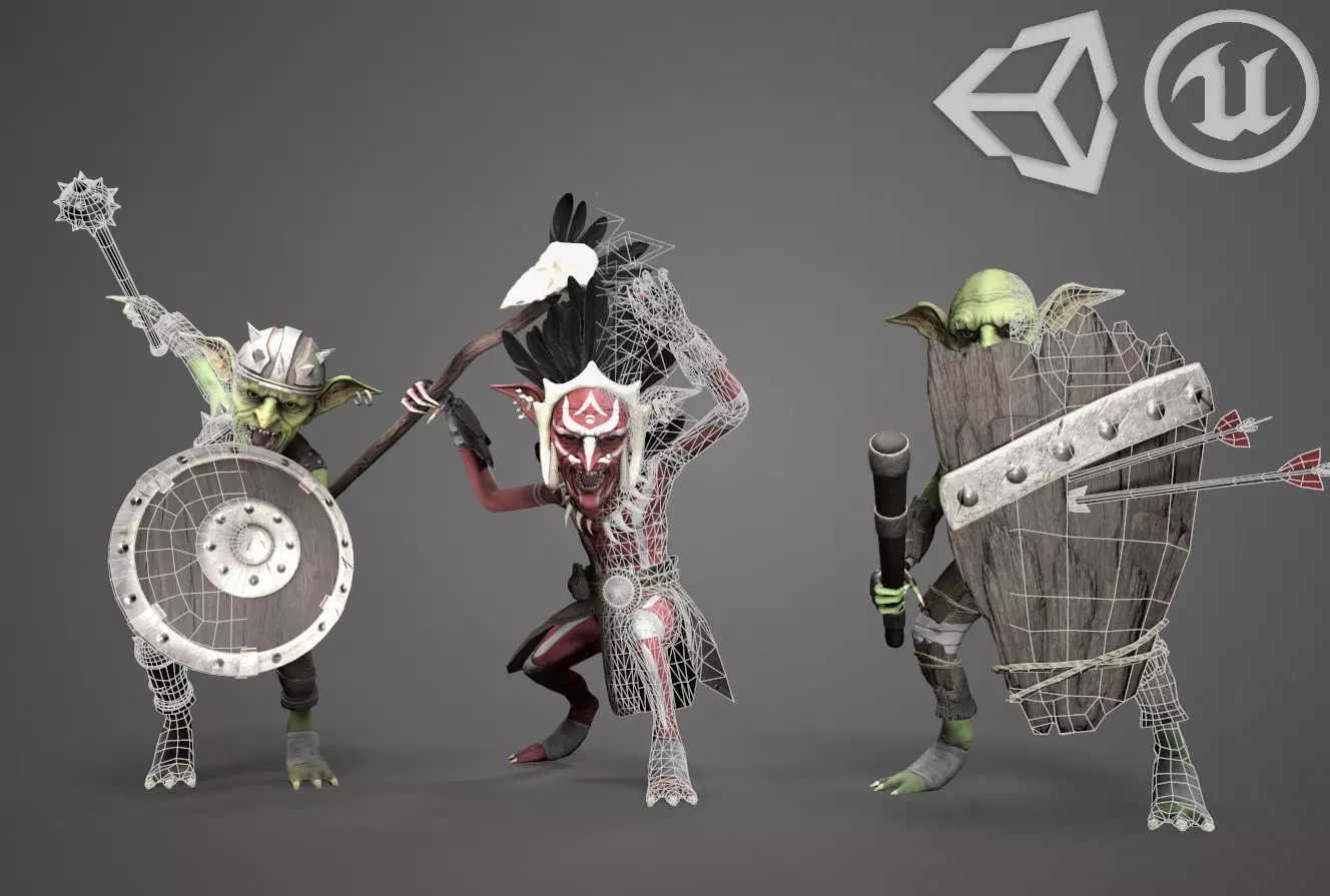 Goblins alien character Low-poly 3D model_0