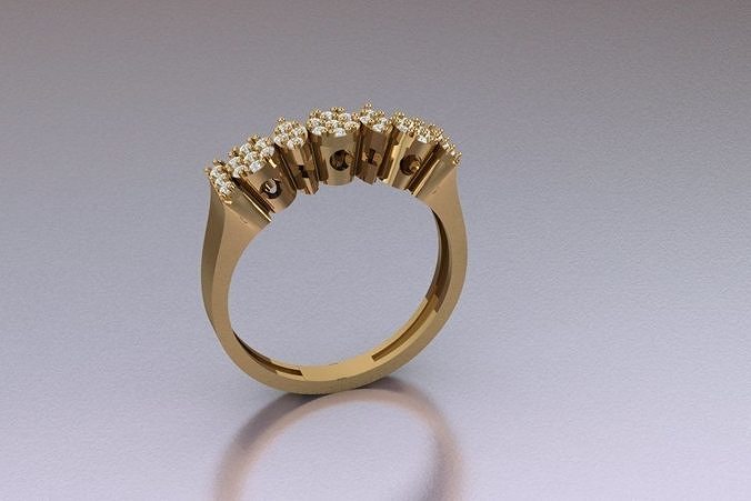 TWINZ 3 gold ring with diamonds 3D print model