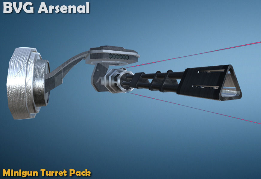 Minigun Turret - HQ Low-poly 3D model_7