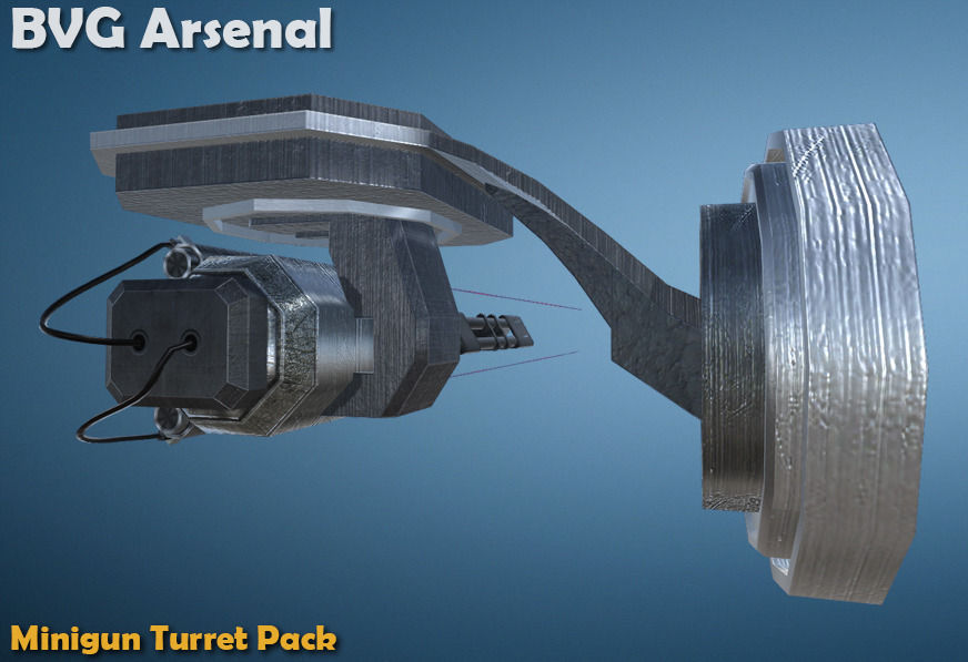 Minigun Turret - HQ Low-poly 3D model_5