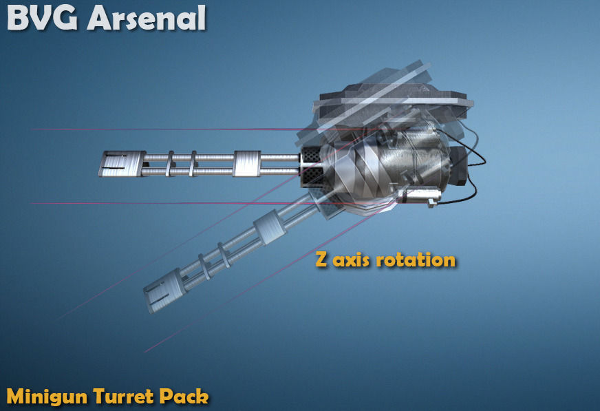 Minigun Turret - HQ Low-poly 3D model_8