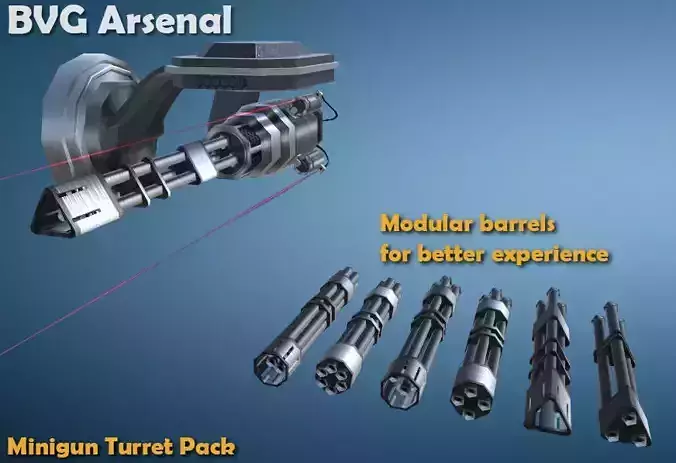 Minigun Turret - HQ Low-poly 3D model