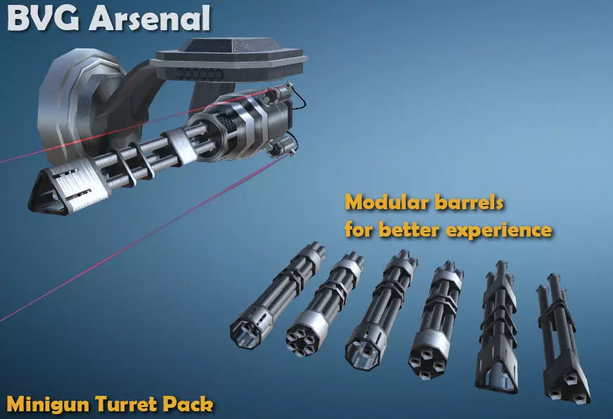 Minigun Turret - HQ Low-poly 3D model_0