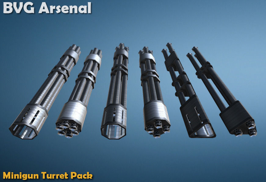 Minigun Turret - HQ Low-poly 3D model_1