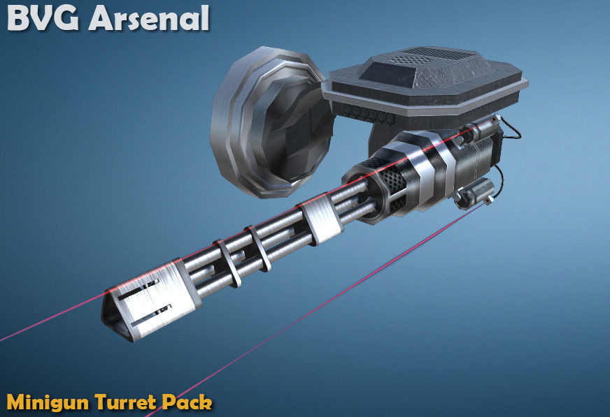 Minigun Turret - HQ Low-poly 3D model_2