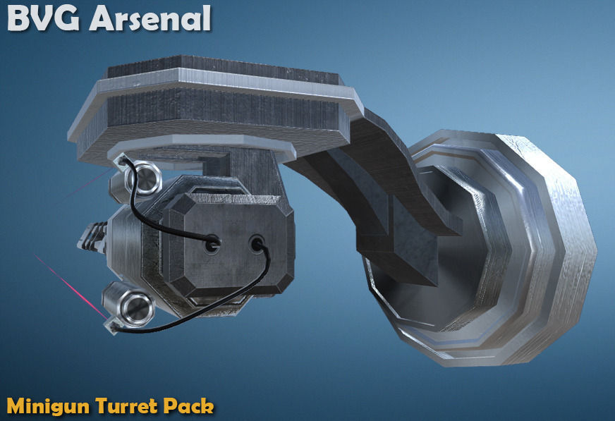 Minigun Turret - HQ Low-poly 3D model_4