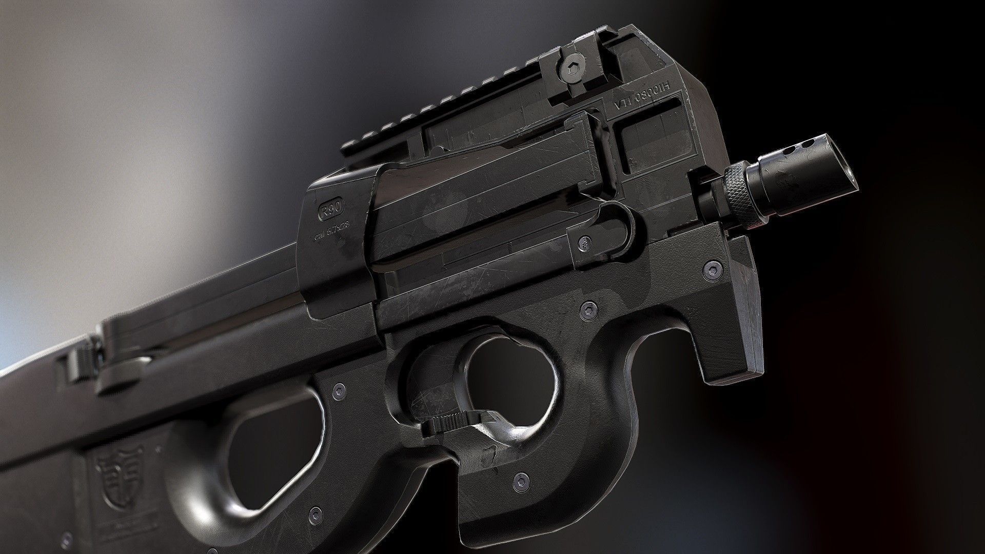 P90 - Model and Textures Low-poly 3D model_3