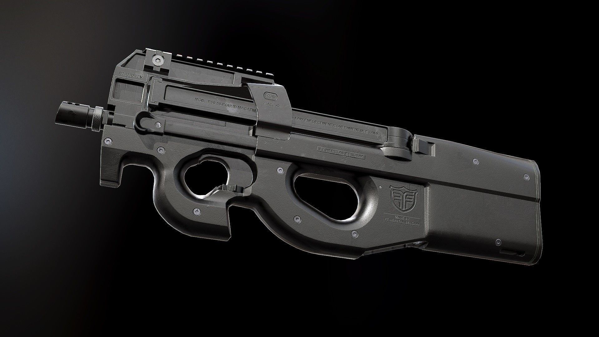 P90 - Model and Textures Low-poly 3D model_1