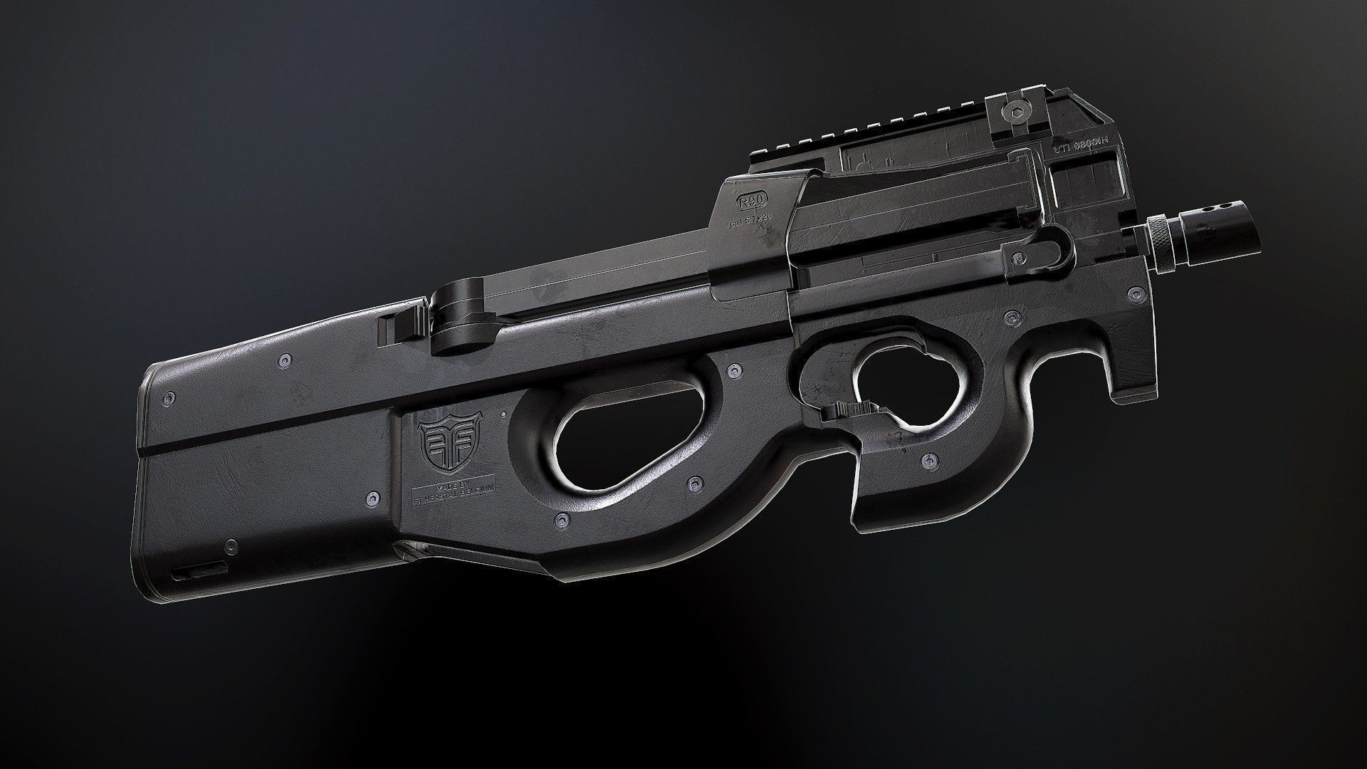 P90 - Model and Textures Low-poly 3D model_2