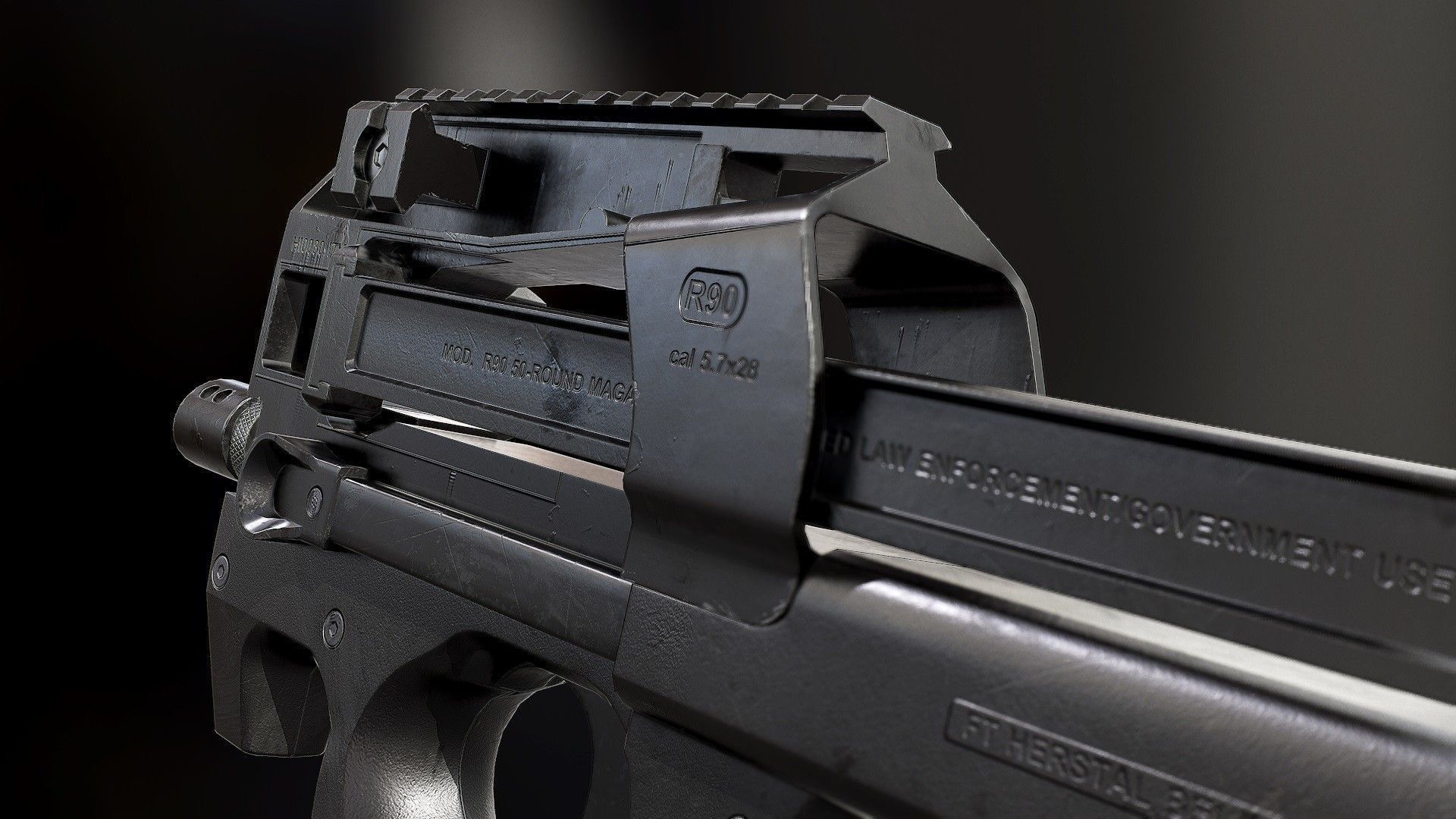P90 - Model and Textures Low-poly 3D model_4
