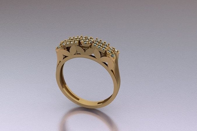 TWINZ 2 gold ring with diamonds 3D print model