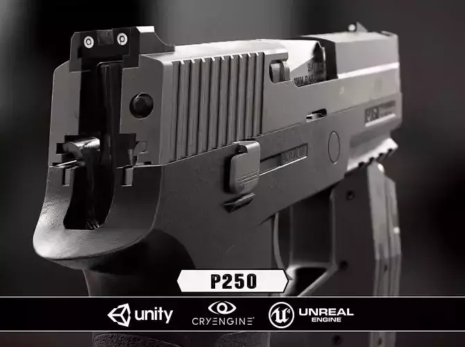 P250  - Model and Textures Low-poly 3D model