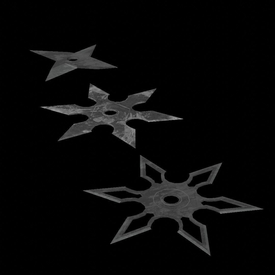 Shuriken 3 models Rigged and Animated Low-poly 3D model_2