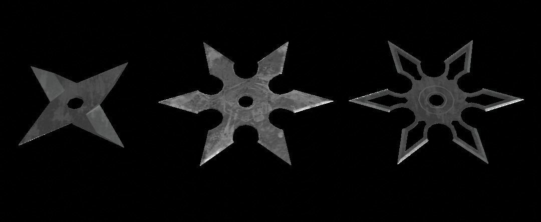 Shuriken 3 models Rigged and Animated Low-poly 3D model_8