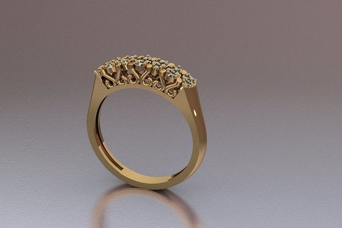 TWINZ 1 gold ring with diamonds 3D print model