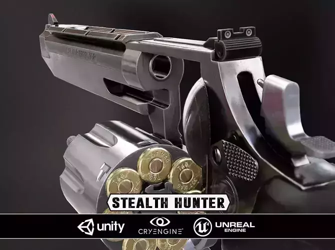 Stealthhunter revolver - Model and Textures Low-poly 3D model