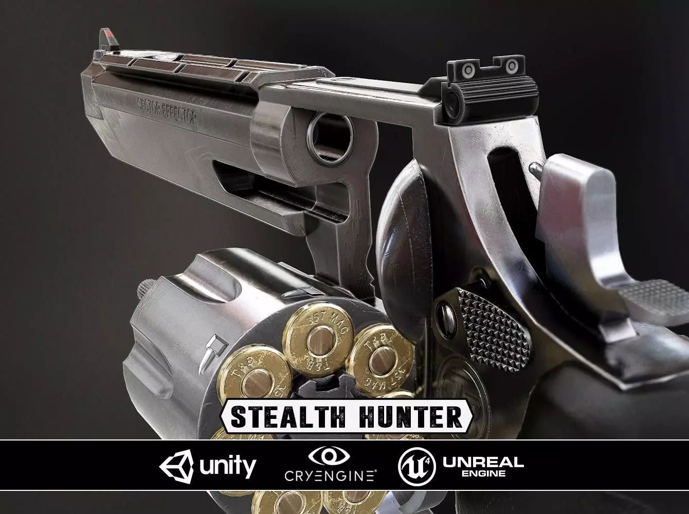 Stealthhunter revolver - Model and Textures Low-poly 3D model_0