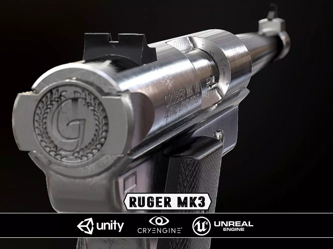 Ruger Mk3 - Model and Textures Low-poly 3D model_0