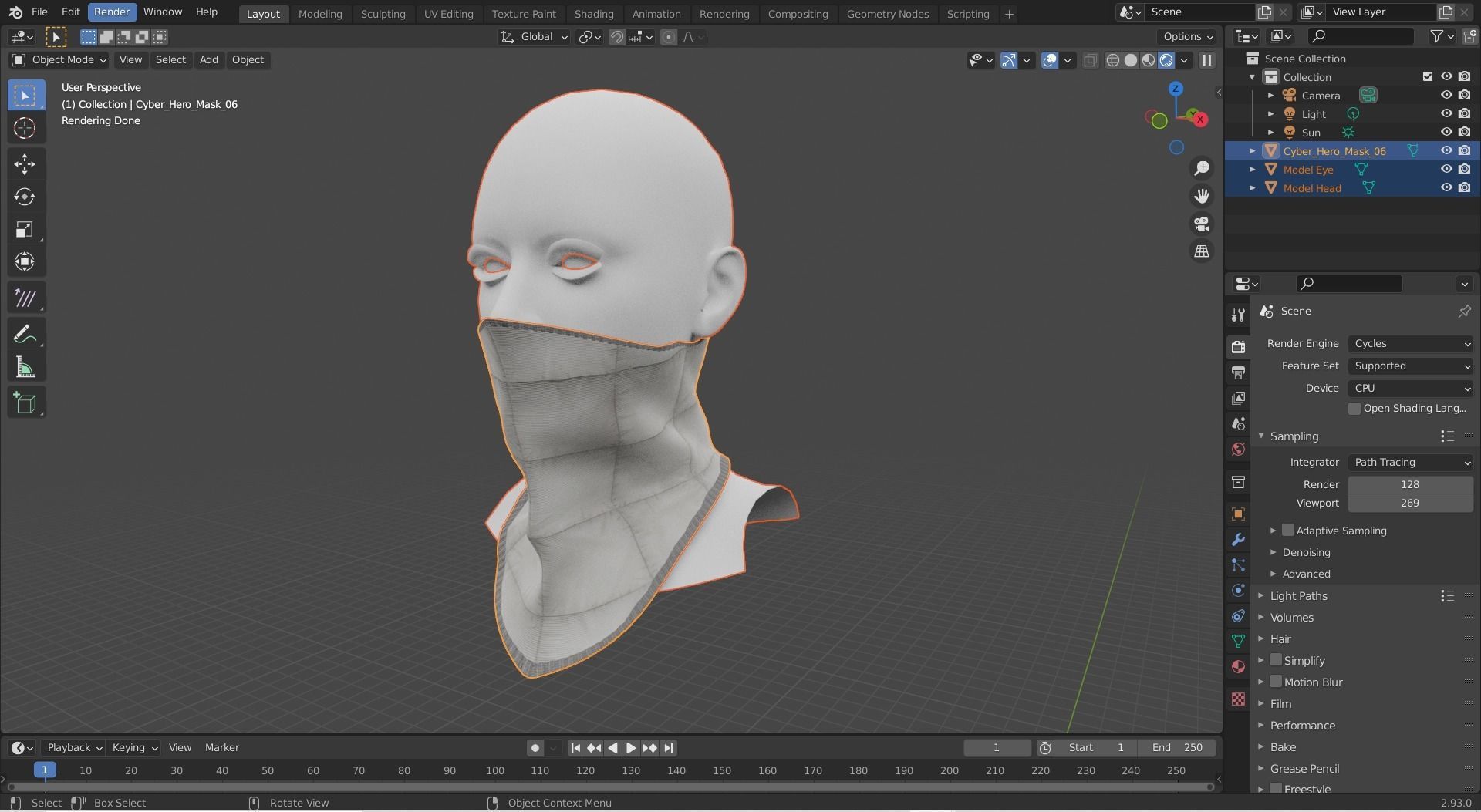 Cyber Hero - Mask06 Low-poly 3D model_11
