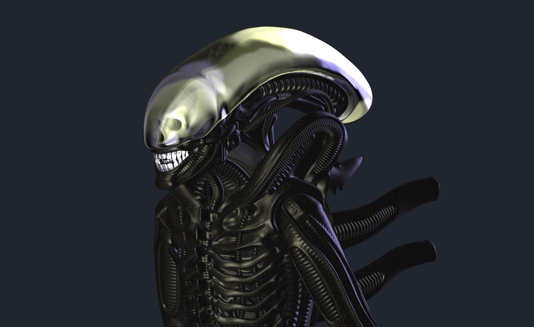 Alien model based on Gigers references 3D print model_1
