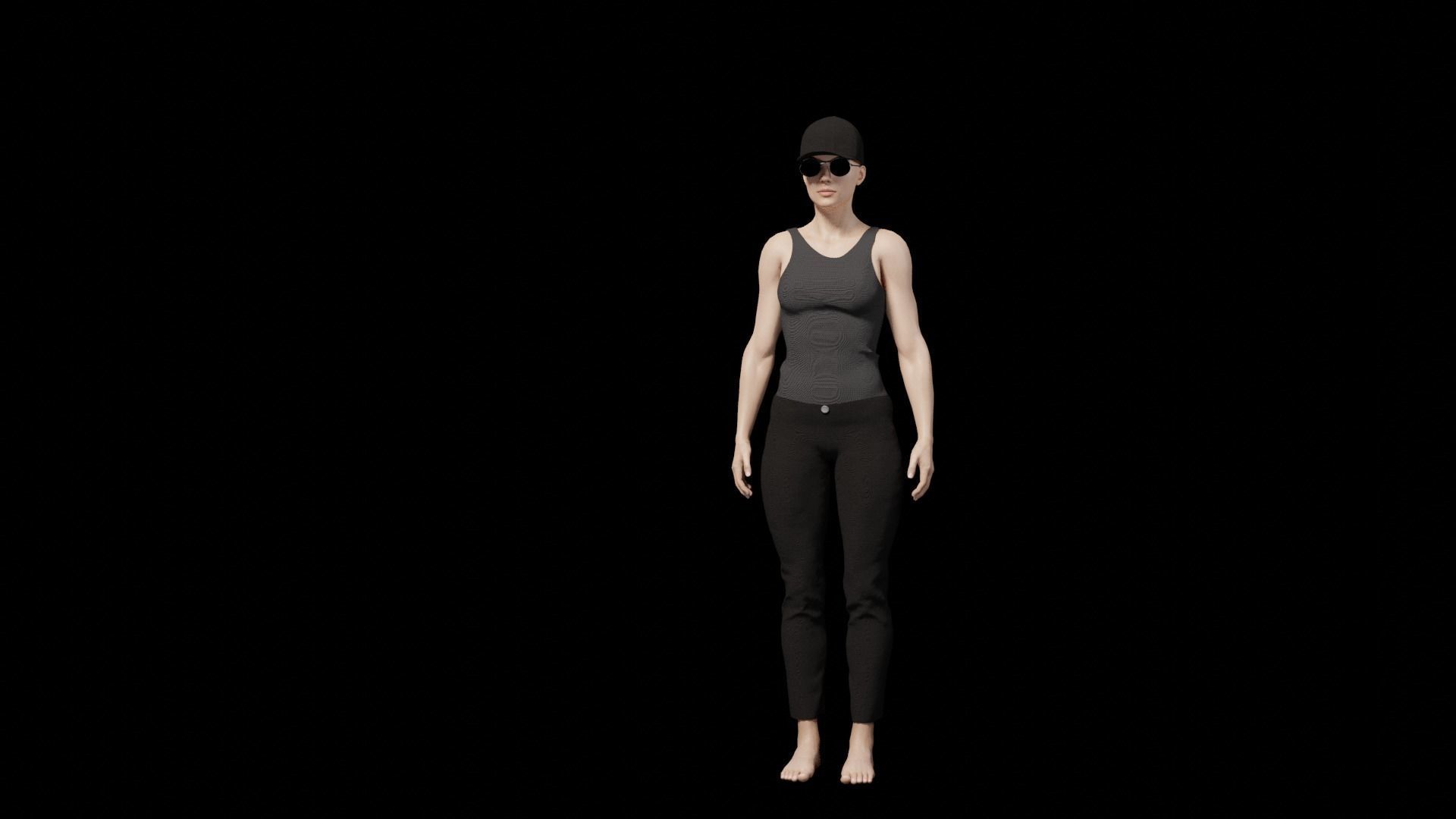 Cool Female Character Free low-poly 3D model_4