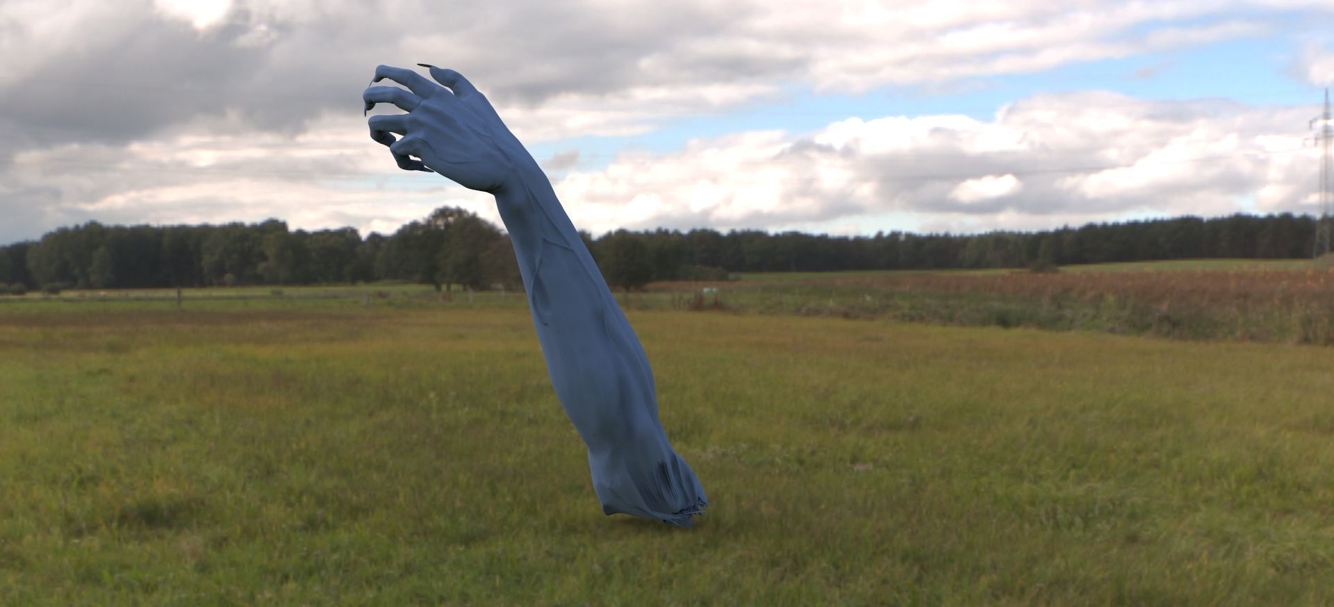 Hand from the underworld statue 3D model_2