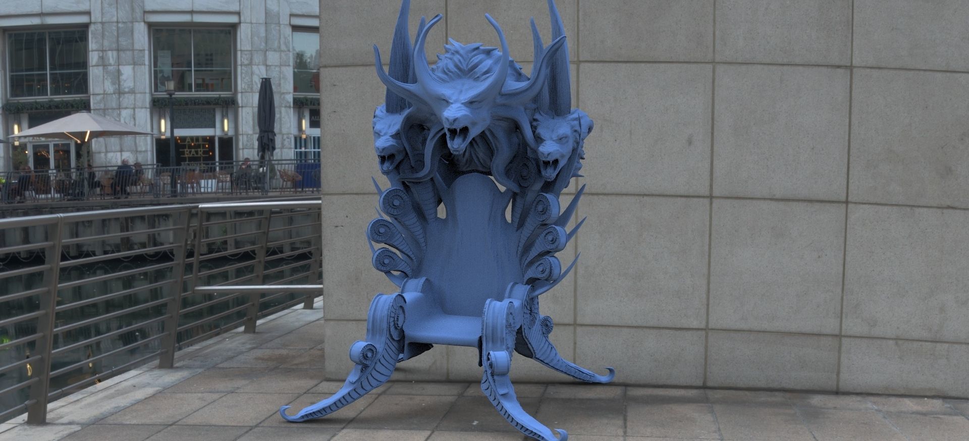 Throne Lion Baroque fantasy design 3D model_2