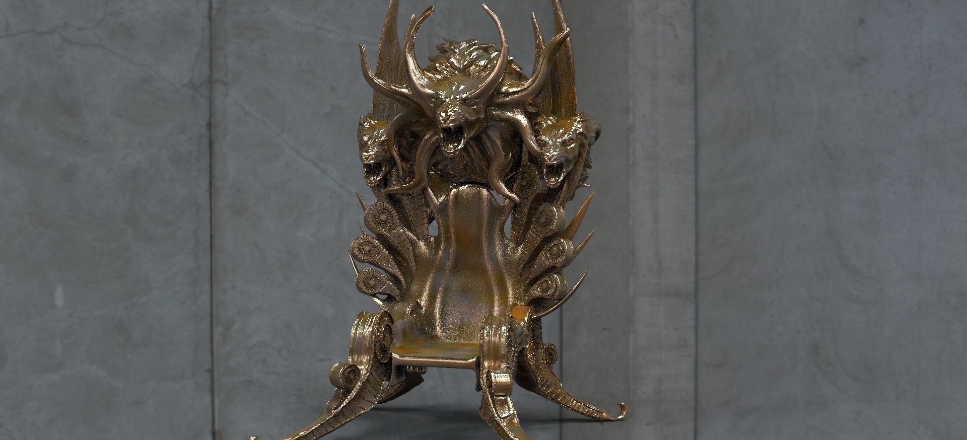 Throne Lion Baroque fantasy design 3D model_1