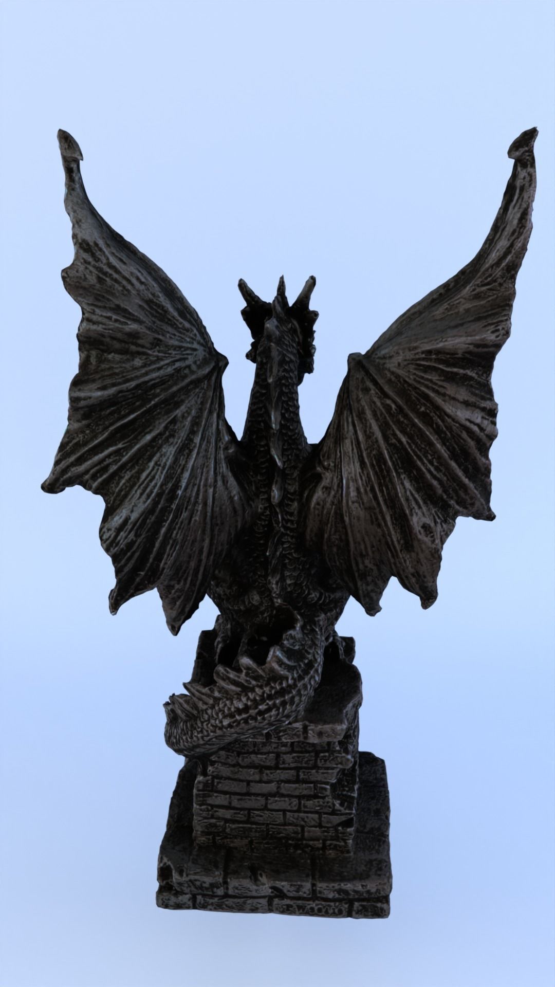 Dragon Statue Gargoyle Ruby LowPoly HighPoly Photogrammetry Scan Low-poly 3D model_14