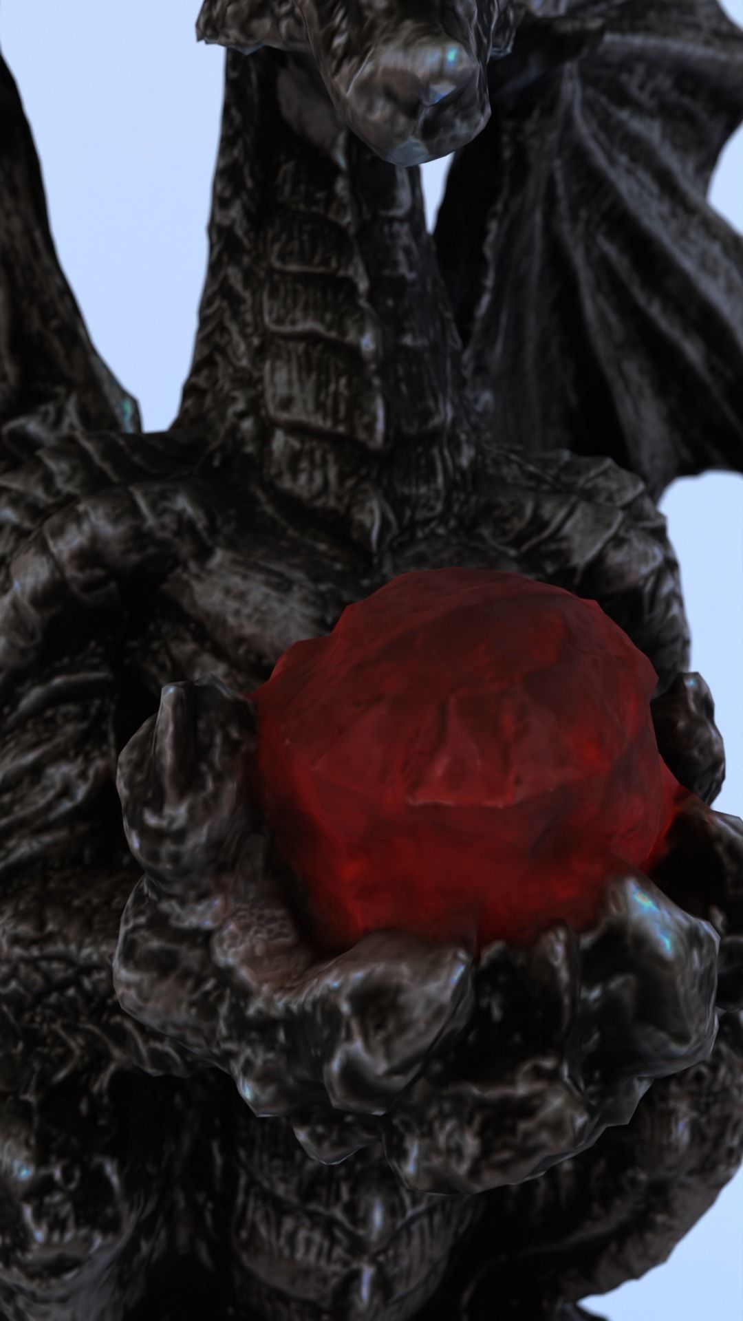 Dragon Statue Gargoyle Ruby LowPoly HighPoly Photogrammetry Scan Low-poly 3D model_19