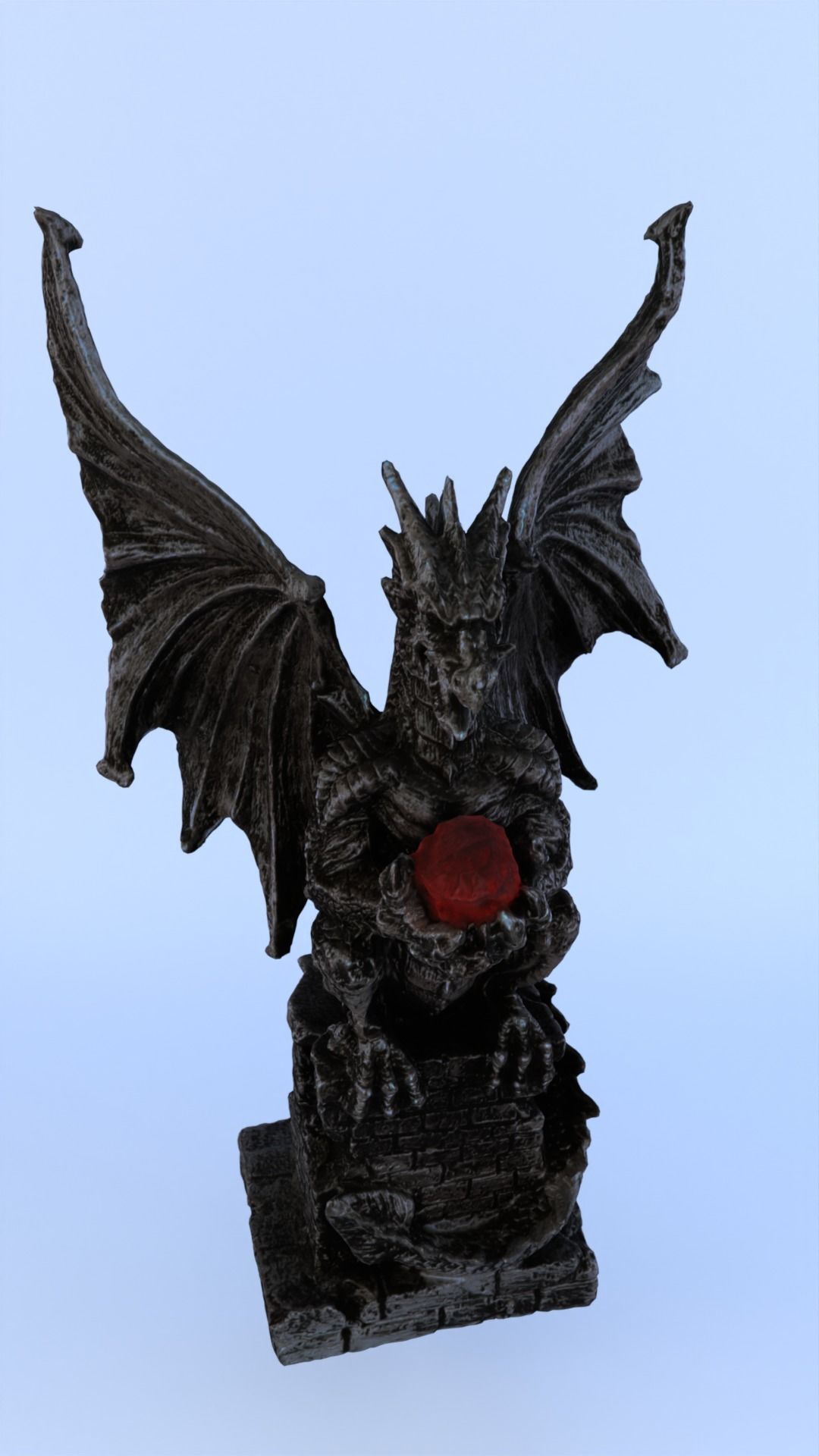 Dragon Statue Gargoyle Ruby LowPoly HighPoly Photogrammetry Scan Low-poly 3D model_12