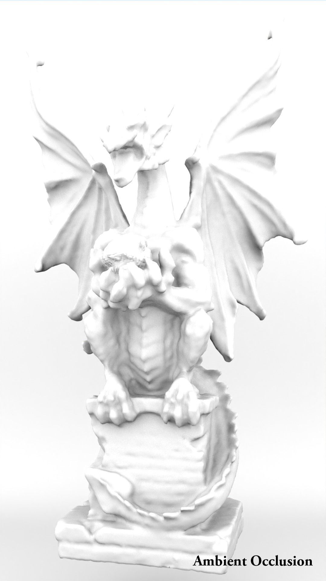 Dragon Statue Gargoyle Ruby LowPoly HighPoly Photogrammetry Scan Low-poly 3D model_5