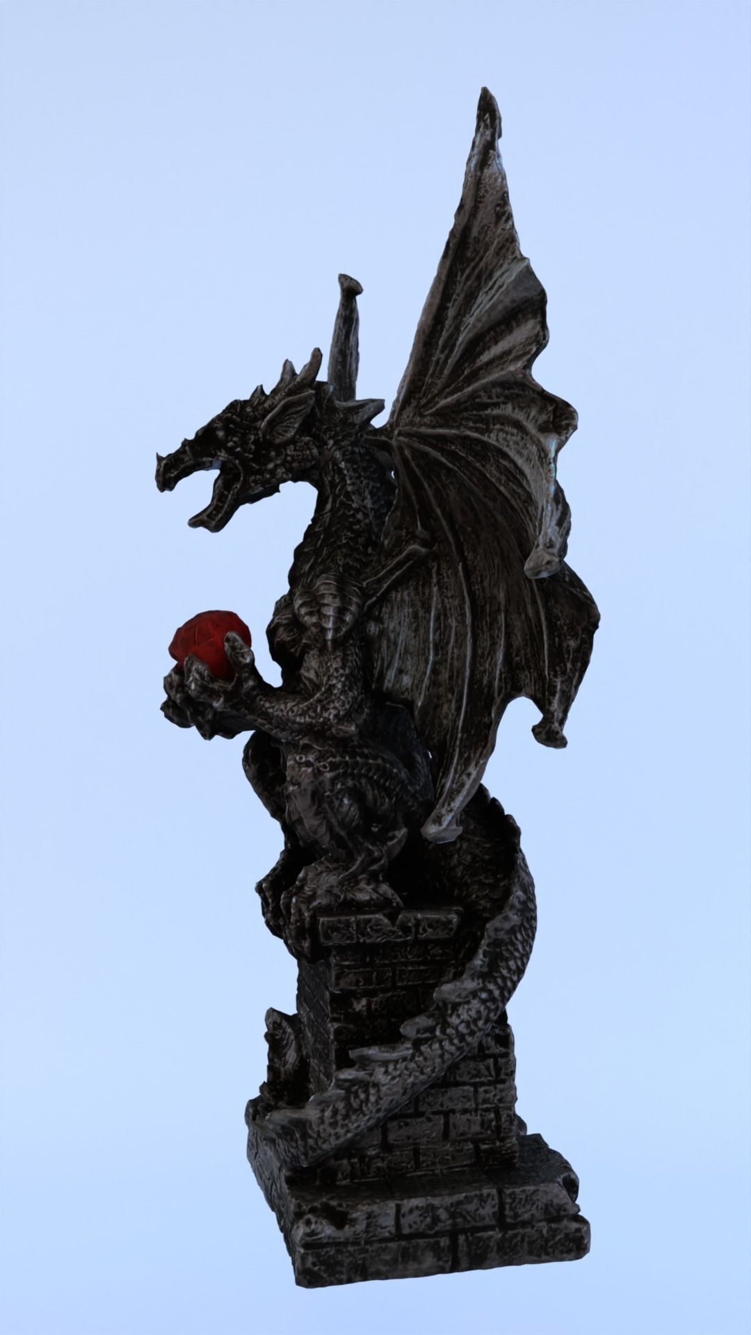 Dragon Statue Gargoyle Ruby LowPoly HighPoly Photogrammetry Scan Low-poly 3D model_10