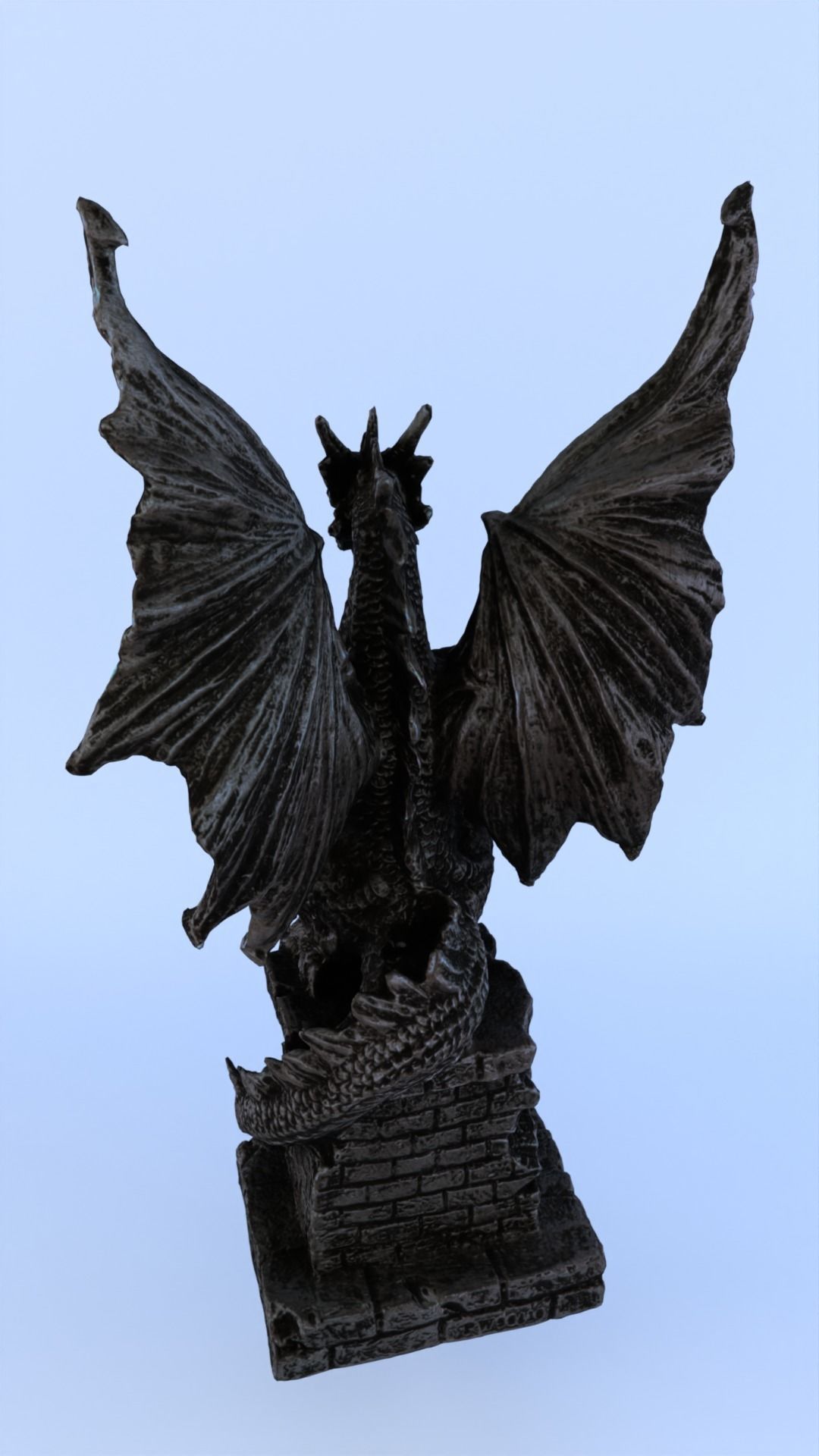 Dragon Statue Gargoyle Ruby LowPoly HighPoly Photogrammetry Scan Low-poly 3D model_15
