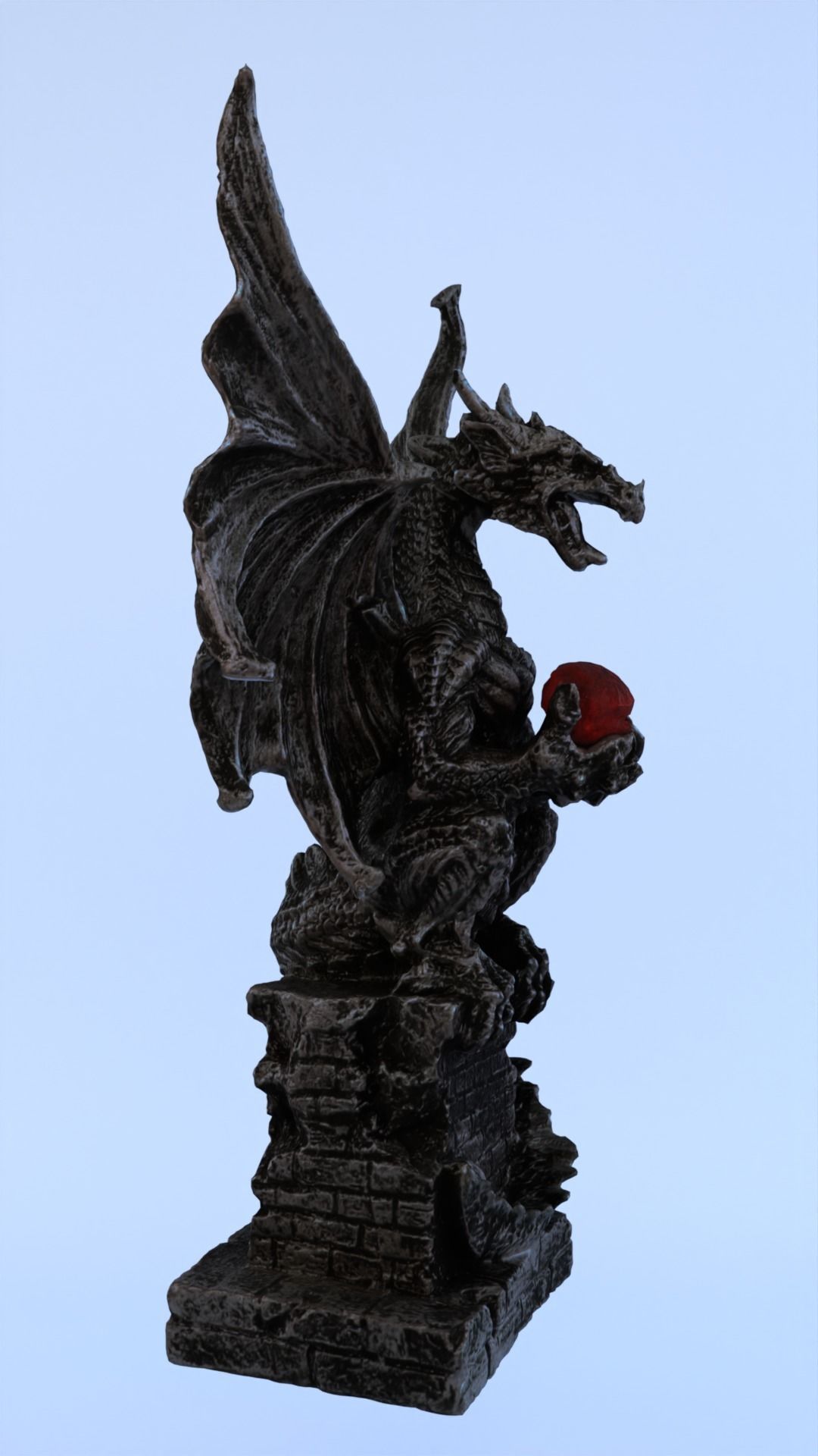 Dragon Statue Gargoyle Ruby LowPoly HighPoly Photogrammetry Scan Low-poly 3D model_7