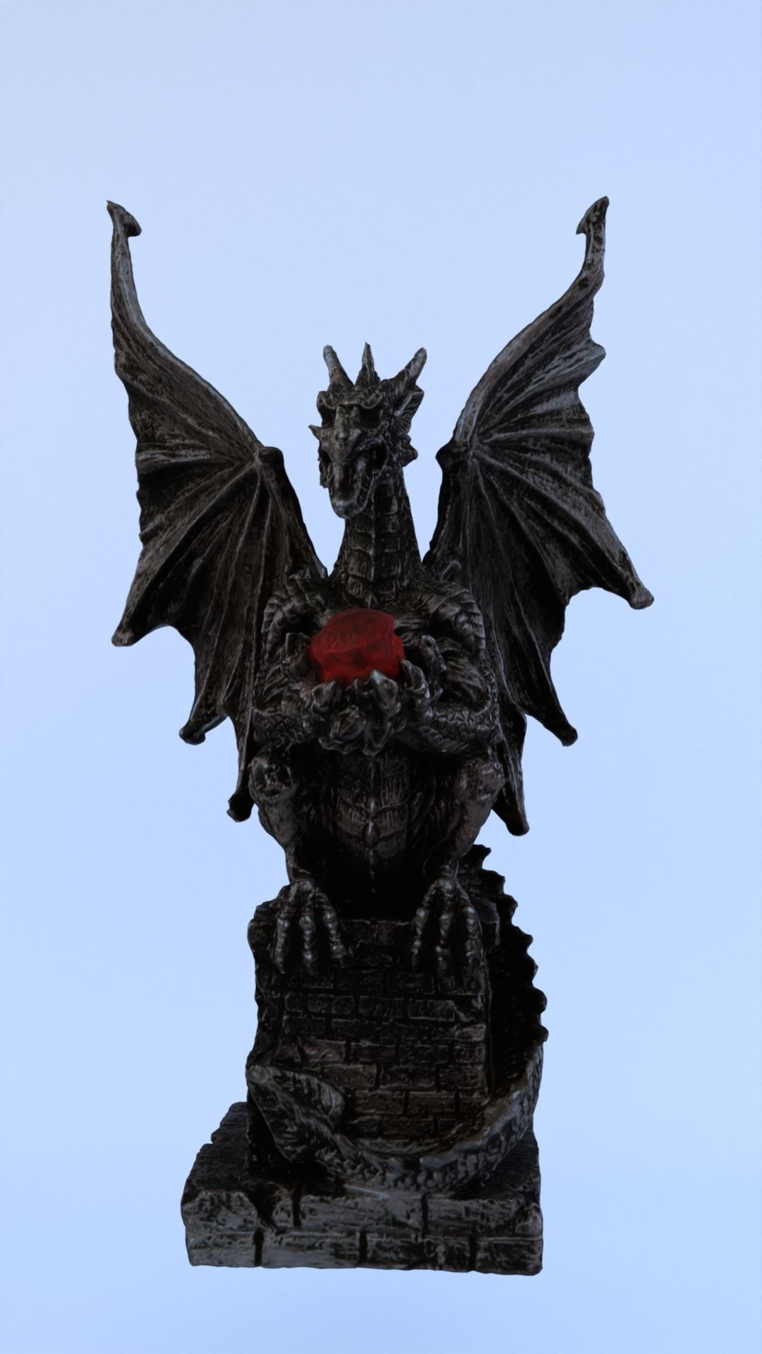 Dragon Statue Gargoyle Ruby LowPoly HighPoly Photogrammetry Scan Low-poly 3D model_6
