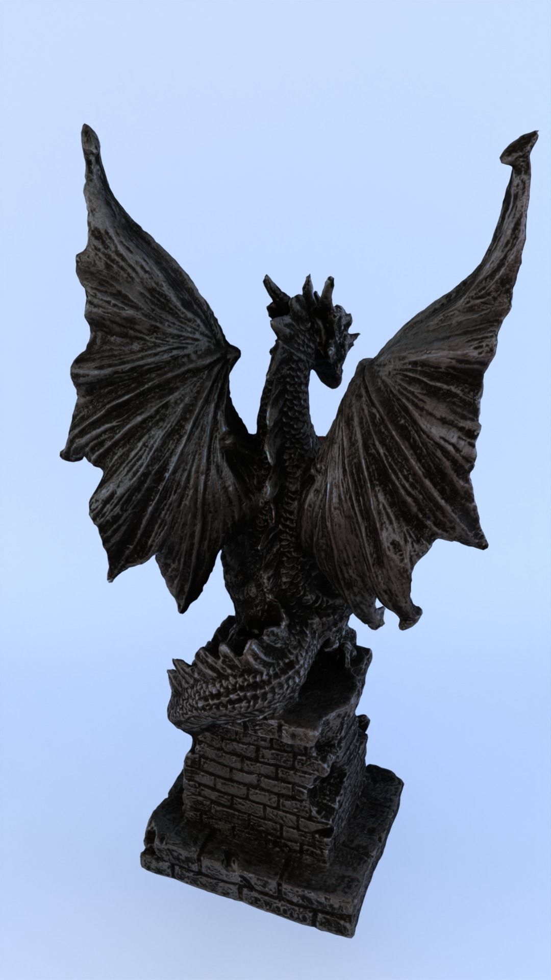 Dragon Statue Gargoyle Ruby LowPoly HighPoly Photogrammetry Scan Low-poly 3D model_16