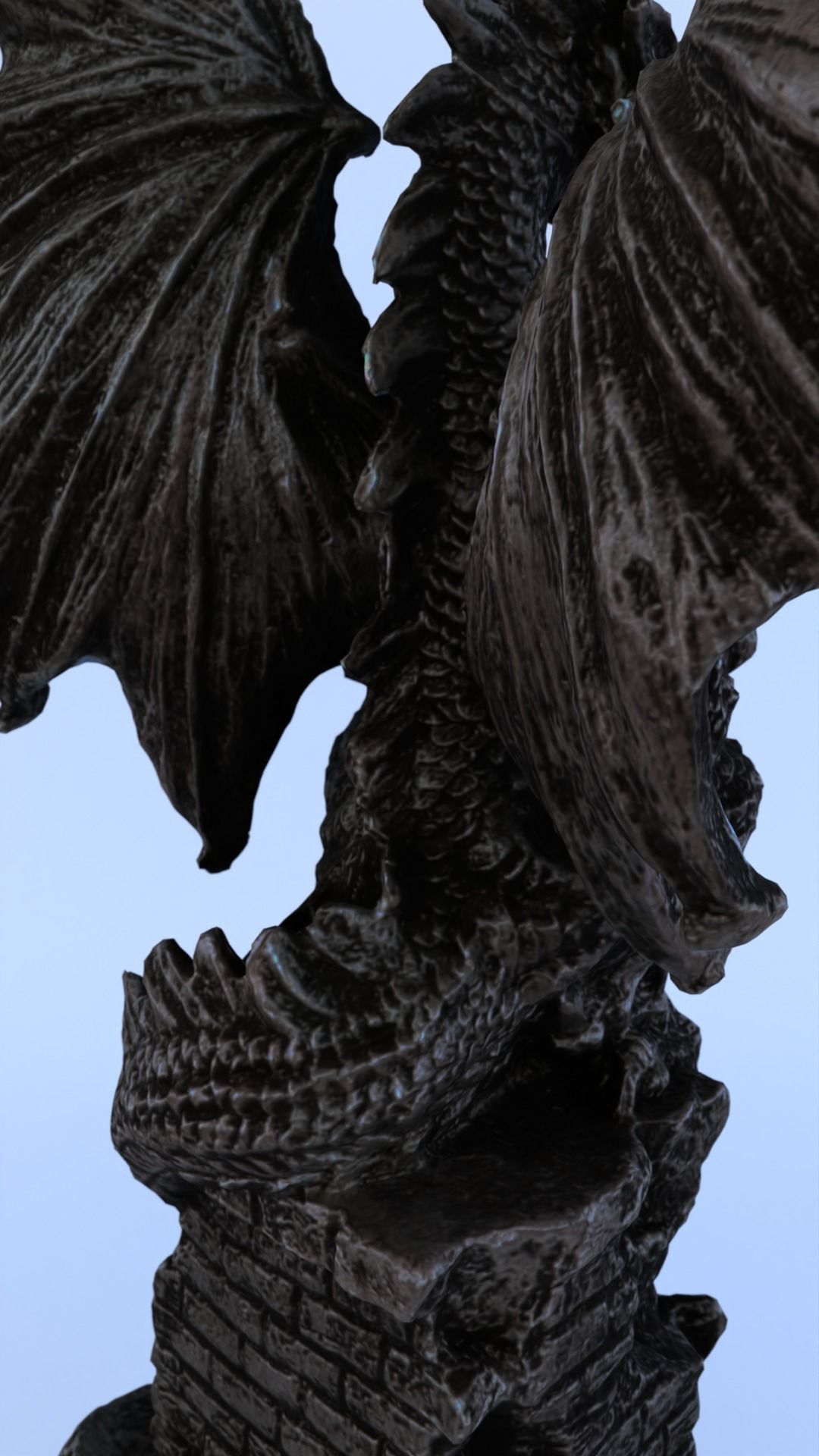 Dragon Statue Gargoyle Ruby LowPoly HighPoly Photogrammetry Scan Low-poly 3D model_18