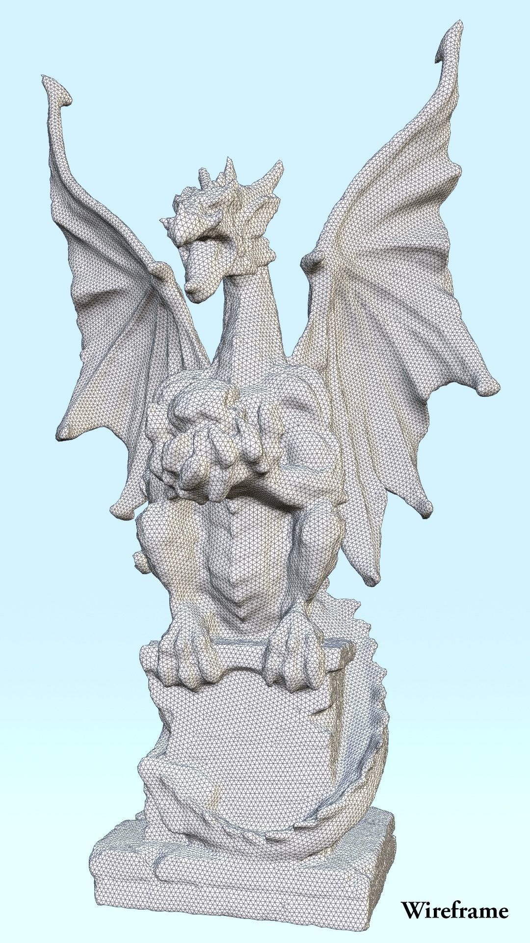 Dragon Statue Gargoyle Ruby LowPoly HighPoly Photogrammetry Scan Low-poly 3D model_2