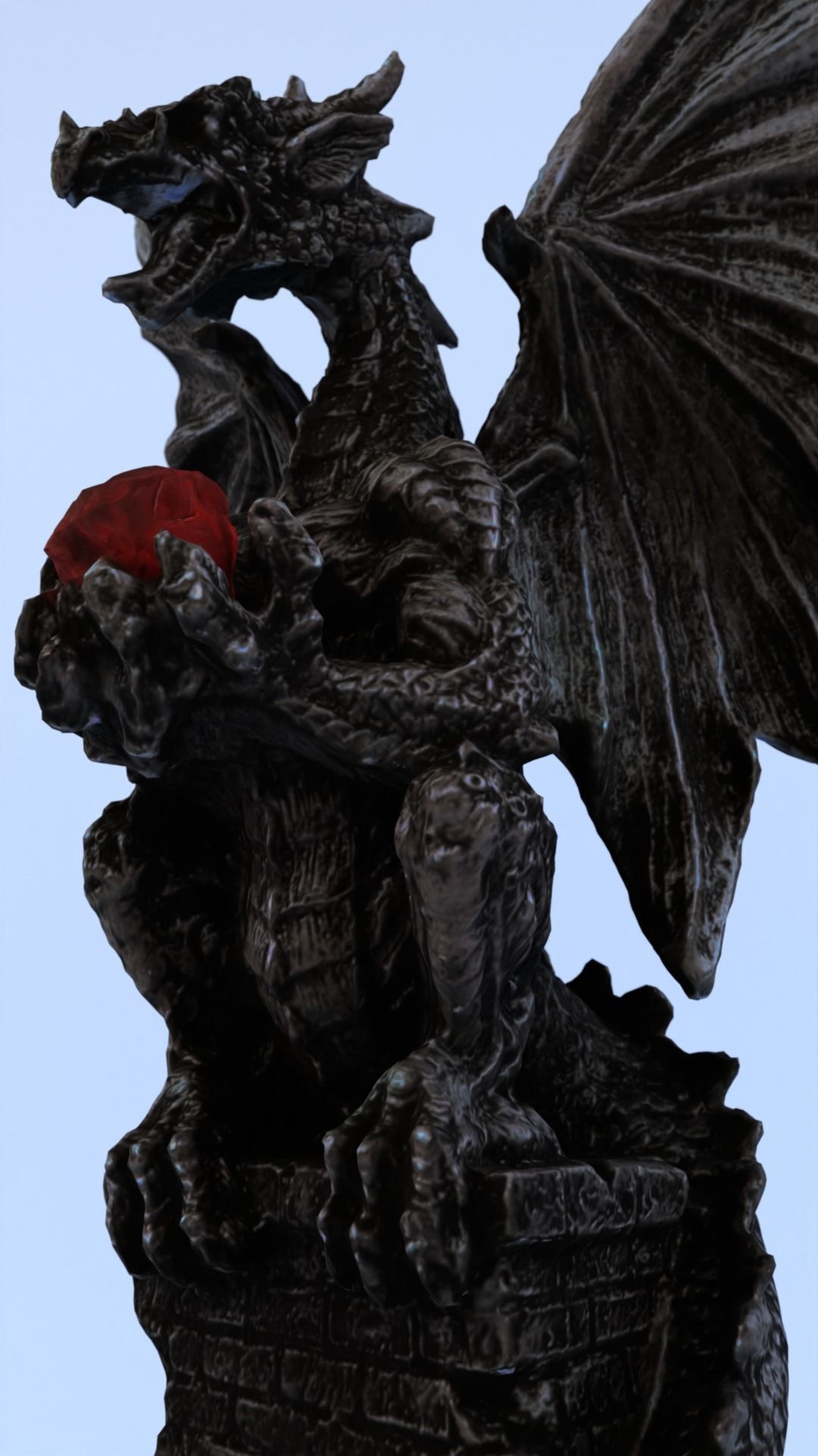 Dragon Statue Gargoyle Ruby LowPoly HighPoly Photogrammetry Scan Low-poly 3D model_17