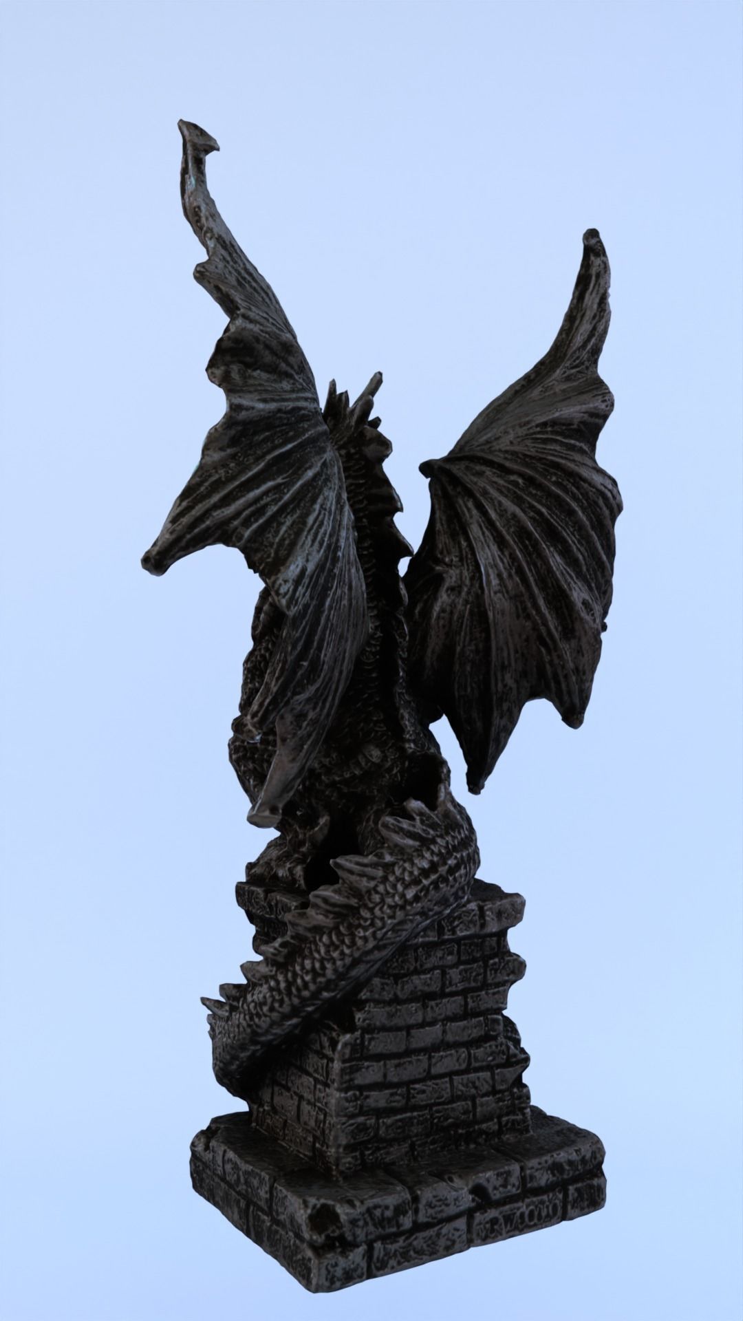 Dragon Statue Gargoyle Ruby LowPoly HighPoly Photogrammetry Scan Low-poly 3D model_9