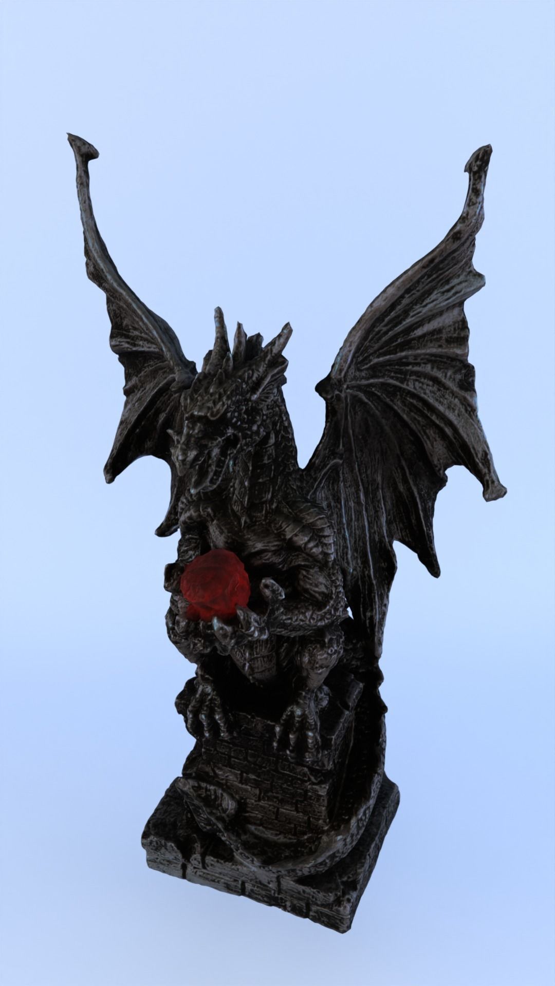 Dragon Statue Gargoyle Ruby LowPoly HighPoly Photogrammetry Scan Low-poly 3D model_13