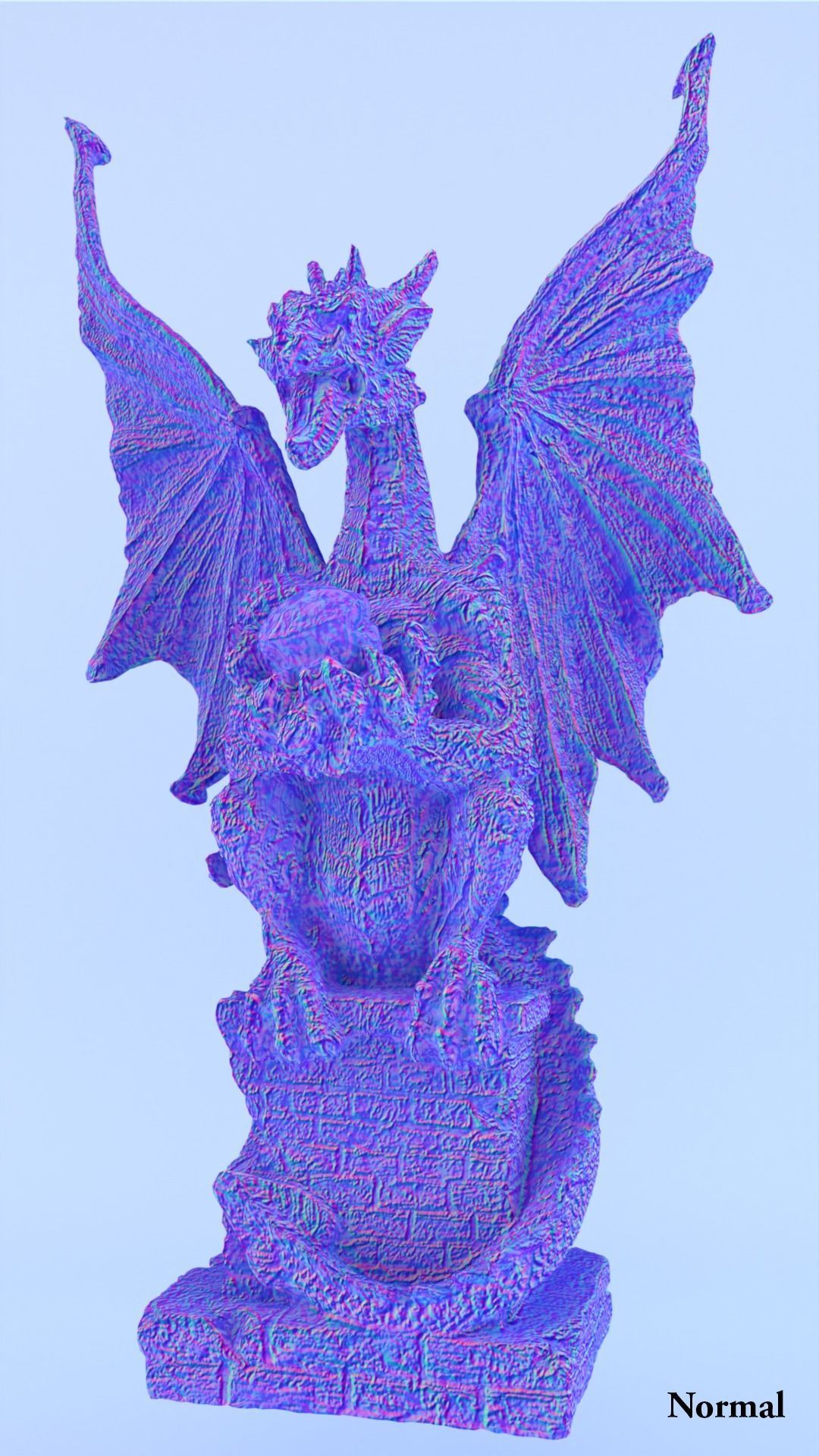 Dragon Statue Gargoyle Ruby LowPoly HighPoly Photogrammetry Scan Low-poly 3D model_3