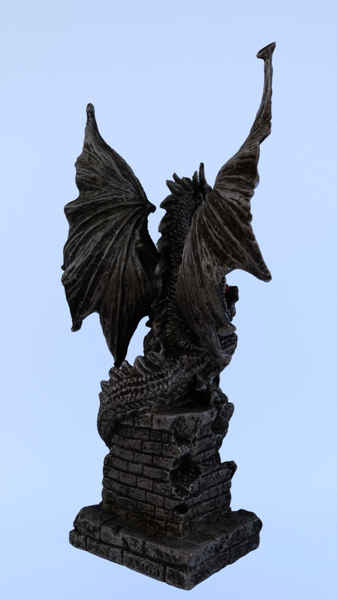 Dragon Statue Gargoyle Ruby LowPoly HighPoly Photogrammetry Scan Low-poly 3D model_8