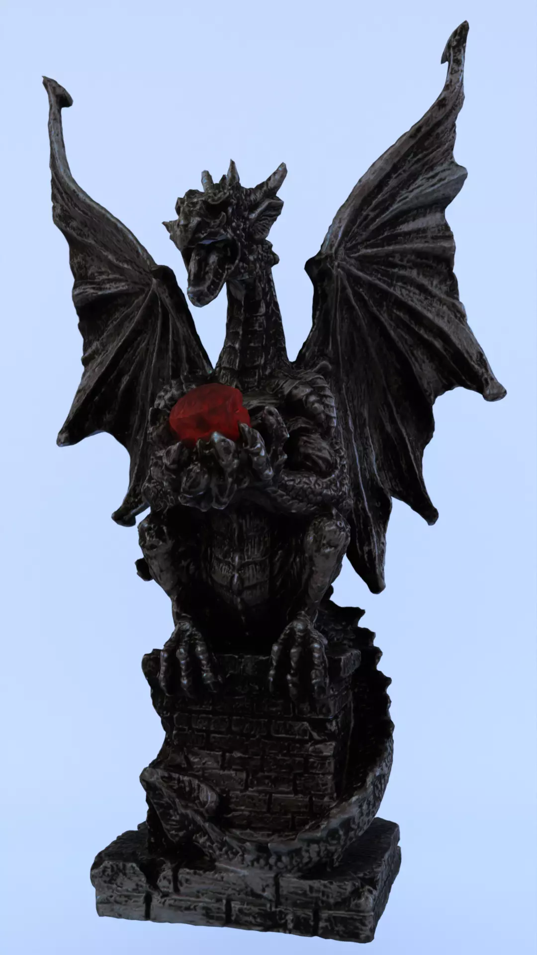 Dragon Statue Gargoyle Ruby LowPoly HighPoly Photogrammetry Scan Low-poly 3D model_0