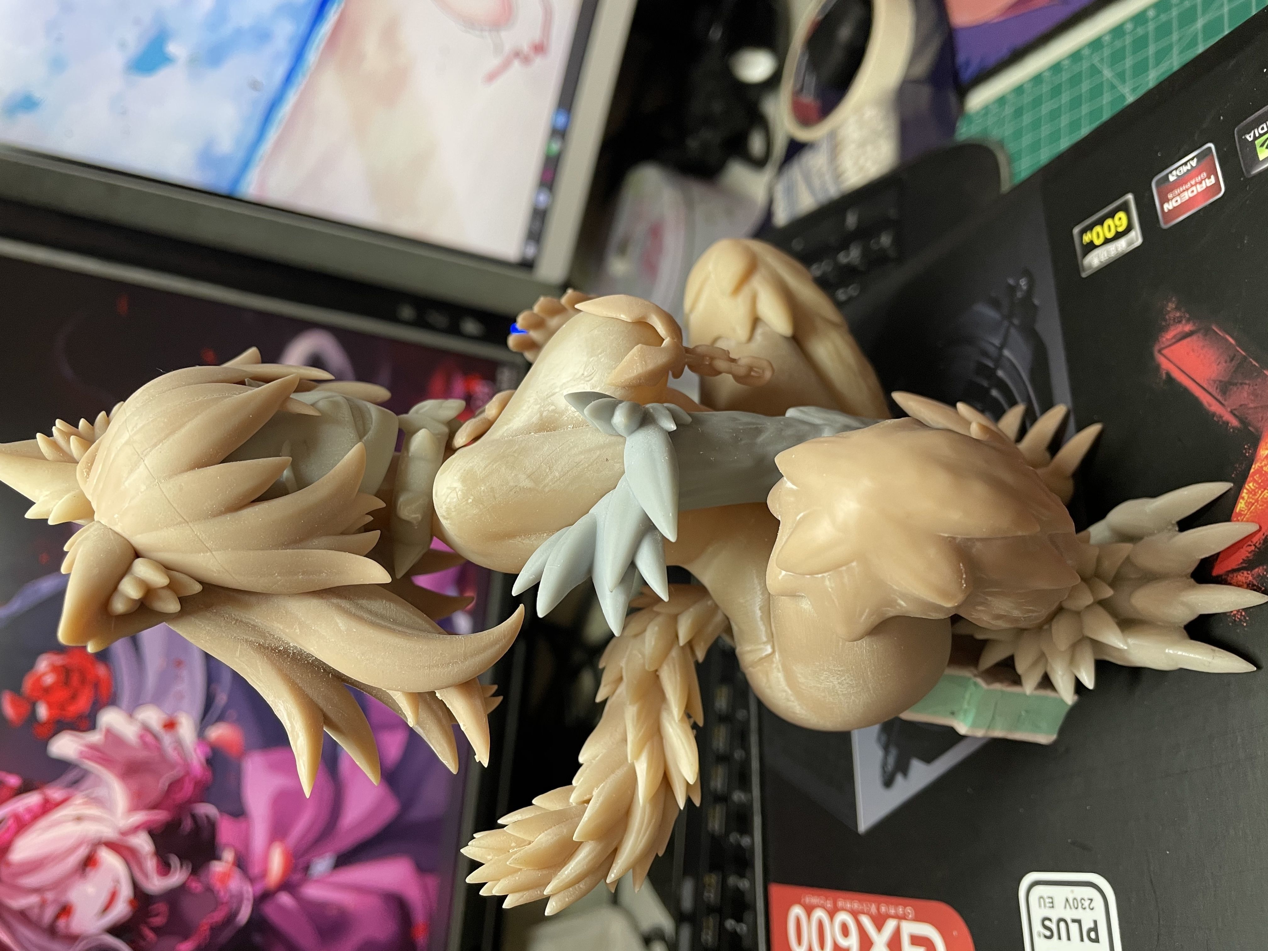 Hellhound statue of female anime character 3D print model_1