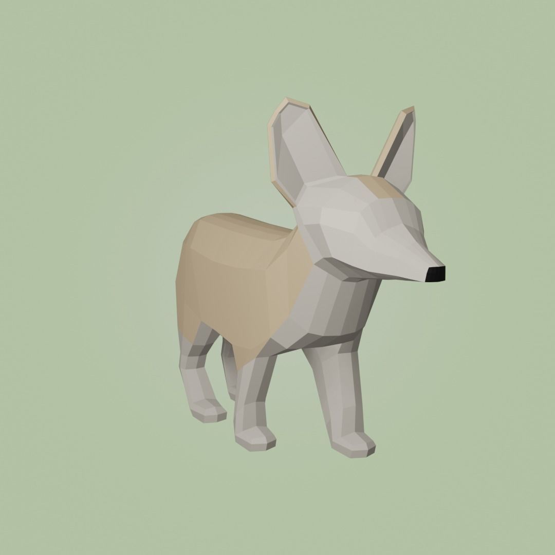 Fennec fox Low Polly Low-poly 3D model