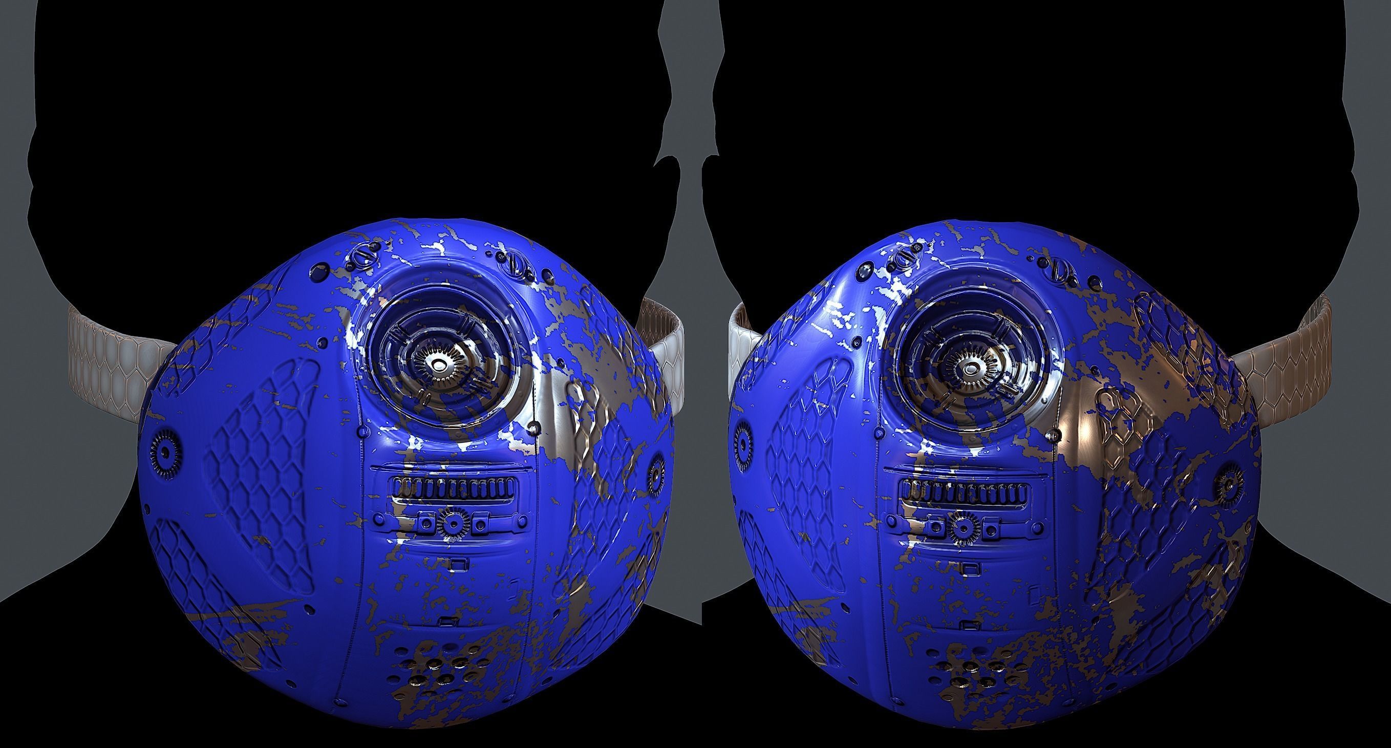 Gas mask helmet 3d model scifi Low-poly Low-poly 3D model_1