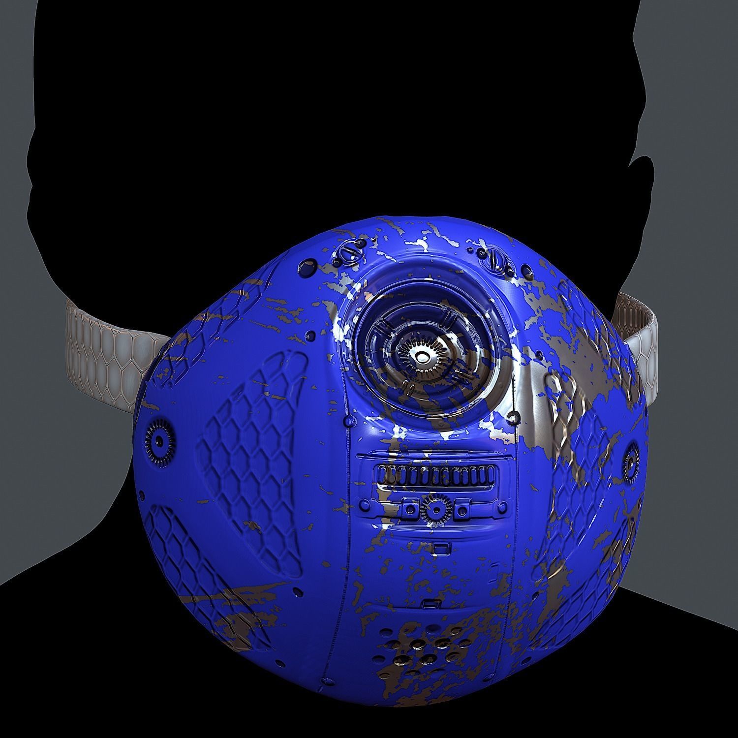 Gas mask helmet 3d model scifi Low-poly Low-poly 3D model_2